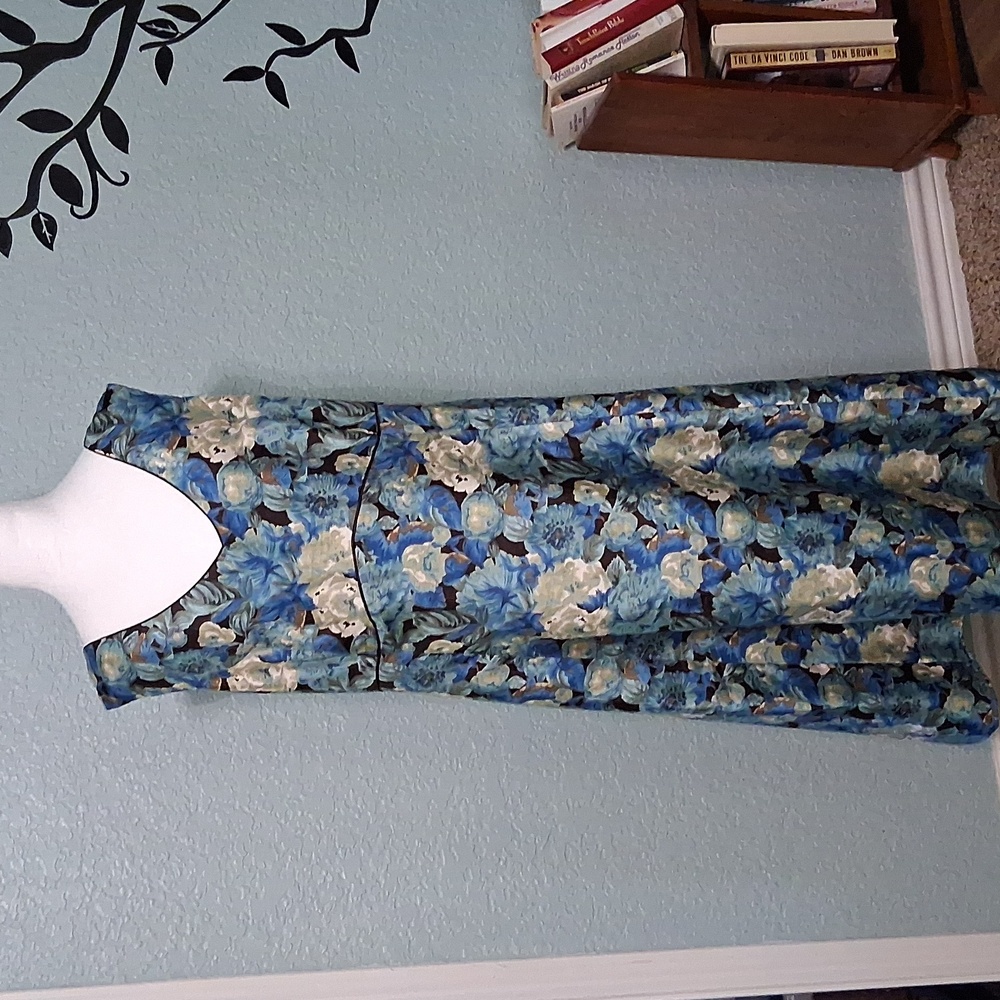 R&M Richards Blue and Brown Floral Dress